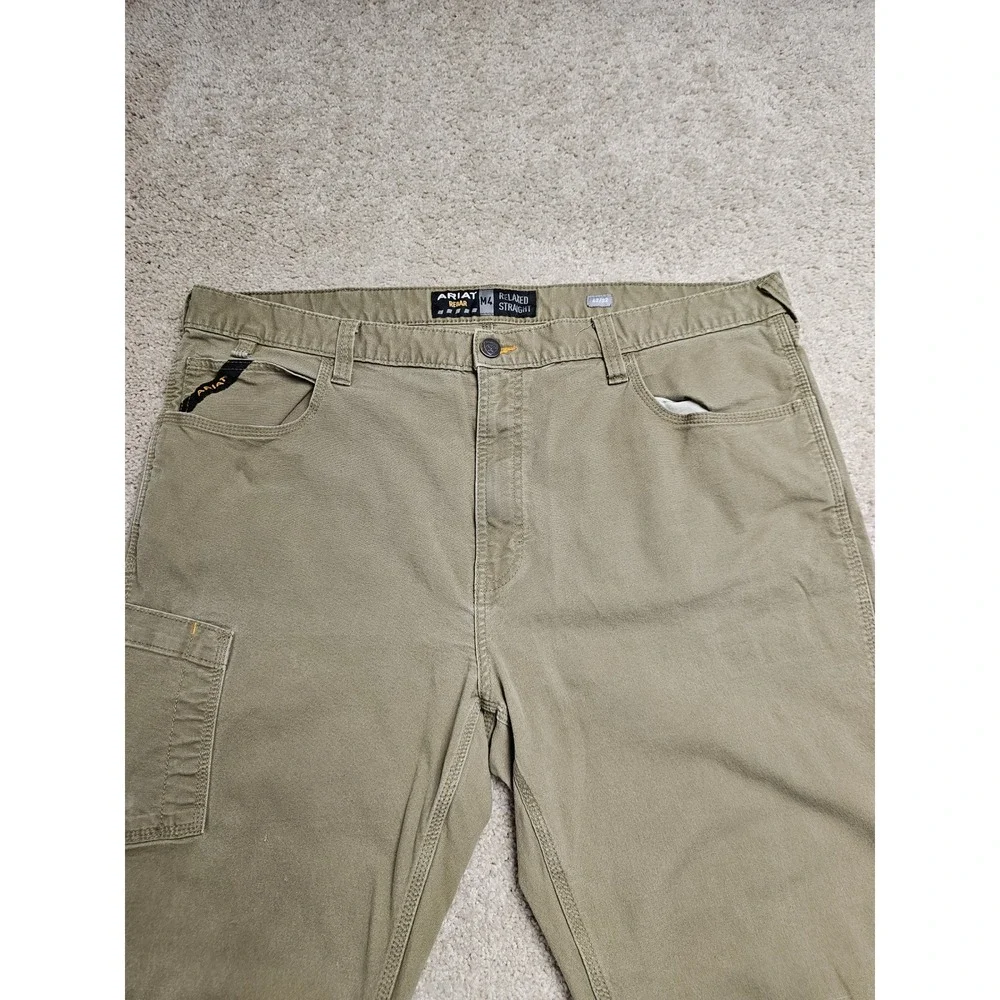 Ariat Rebar M4 Relaxed Straight Leg Work Pants Mens 42x32 Olive Drab Canvas